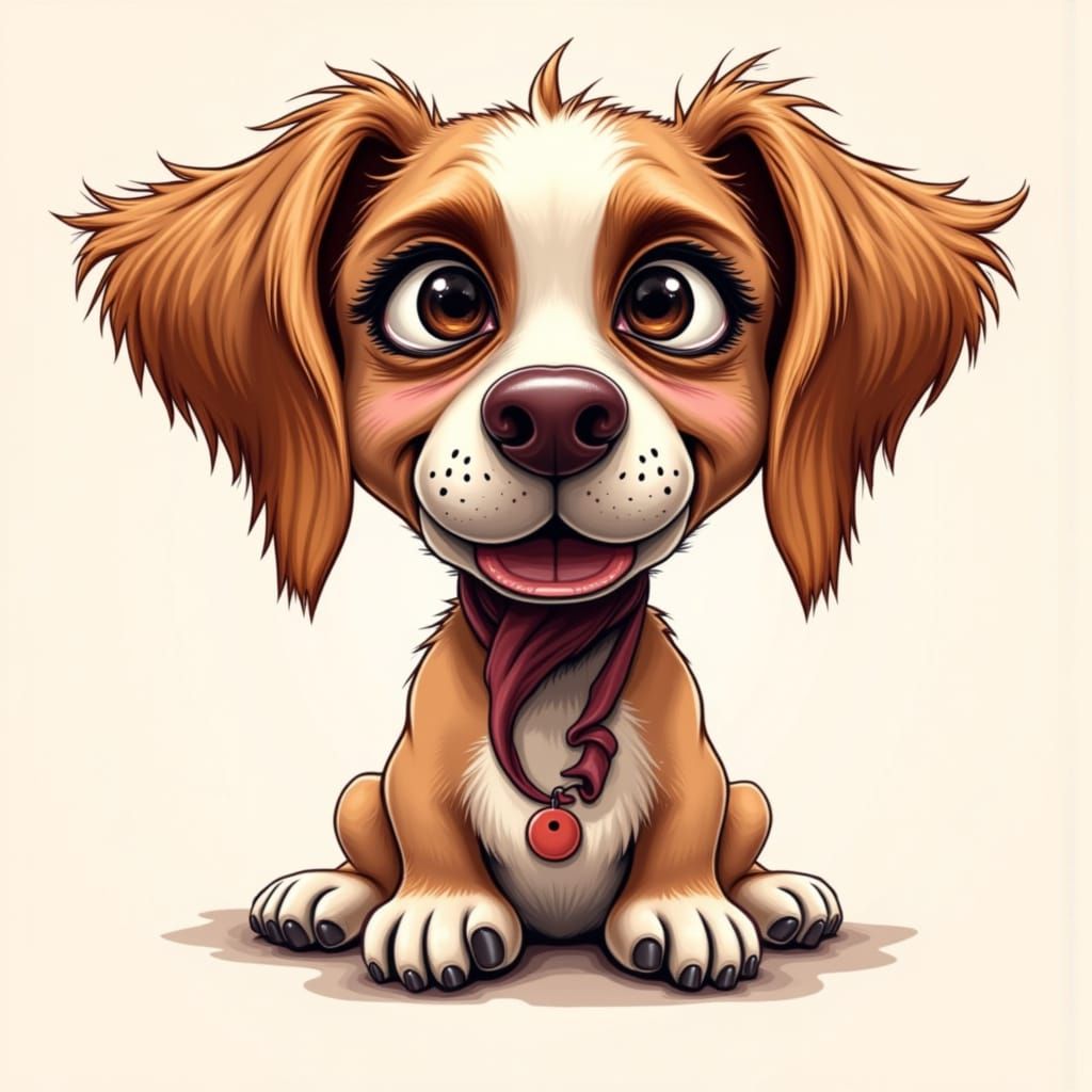 Funny Dog Caricature in Cartoon Style