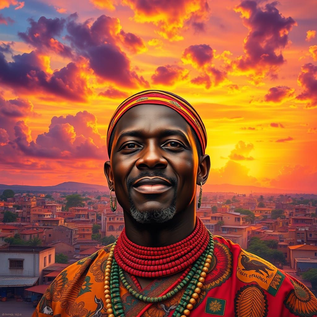 Vibrant African Sunset in Xai-Xai, Mozambique