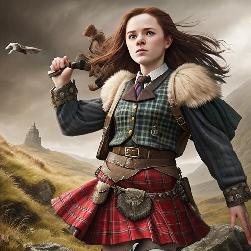 Bonnie Lass in Kilt: Digital Matte Painting