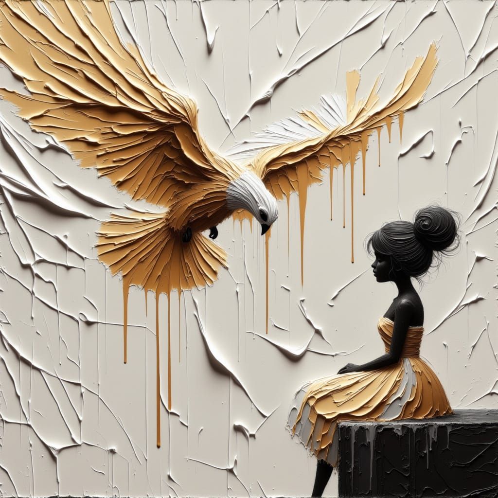 Golden Eagle Emerges From Splattered Paint