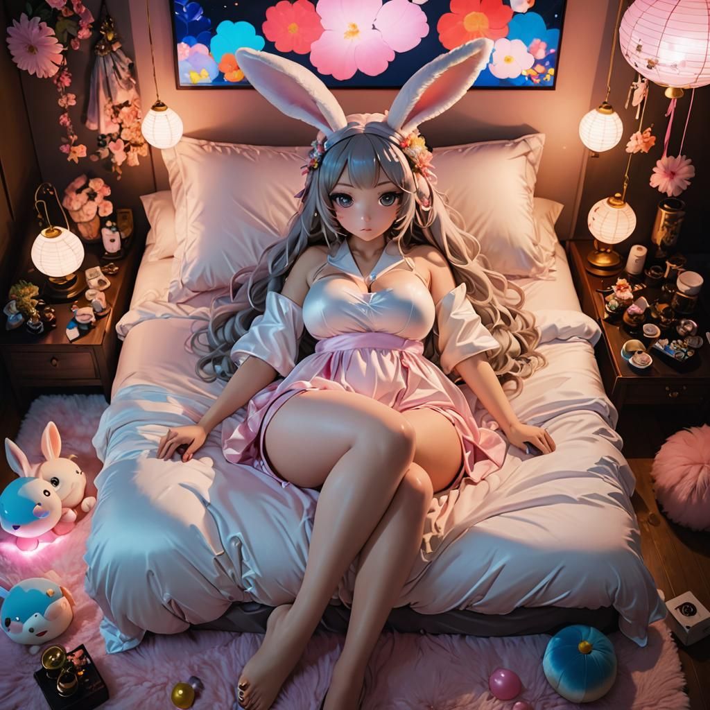 Anime Bunny Girl in Superflat Aesthetic
