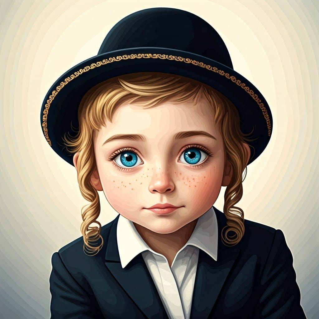 Ultra-Orthodox Hasidic Boy in Contemplative Repose