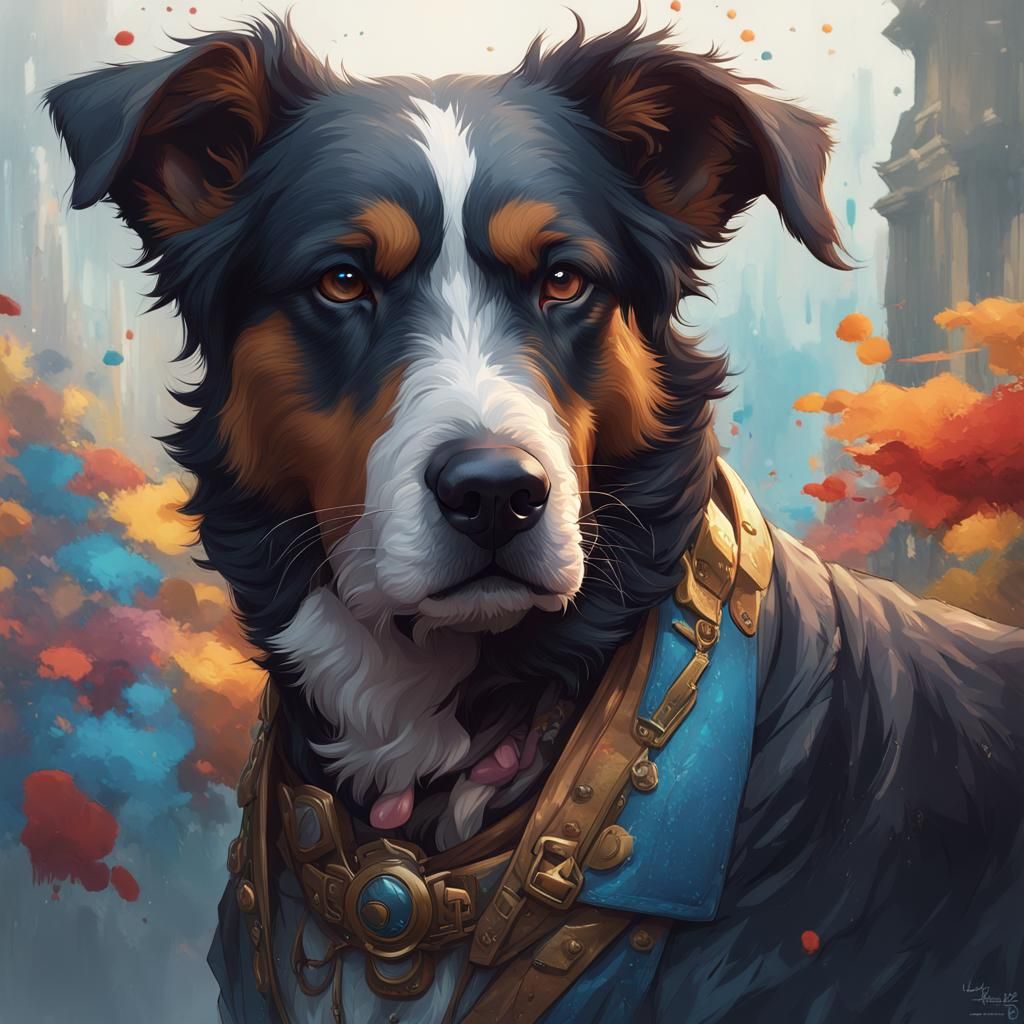 Loyal Dog Portrait in Hyperdetailed Style