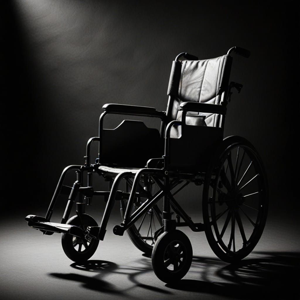 Charcoal Wheelchair Still Life in Dramatic Contrast