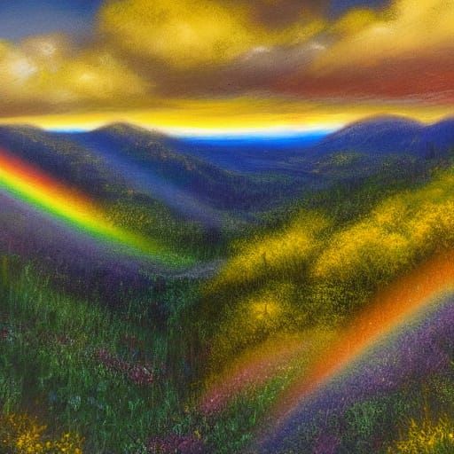 rainbow in the sunshine after the rain