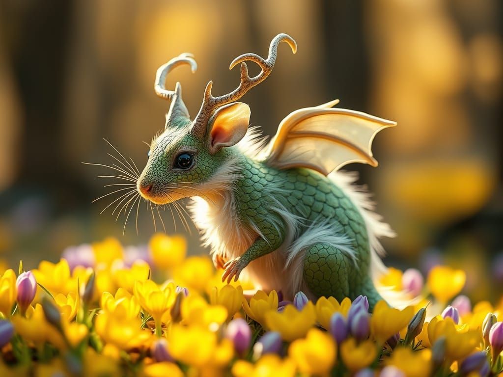 Enchanted Forest Dragon Mouse with Twisted Antlers