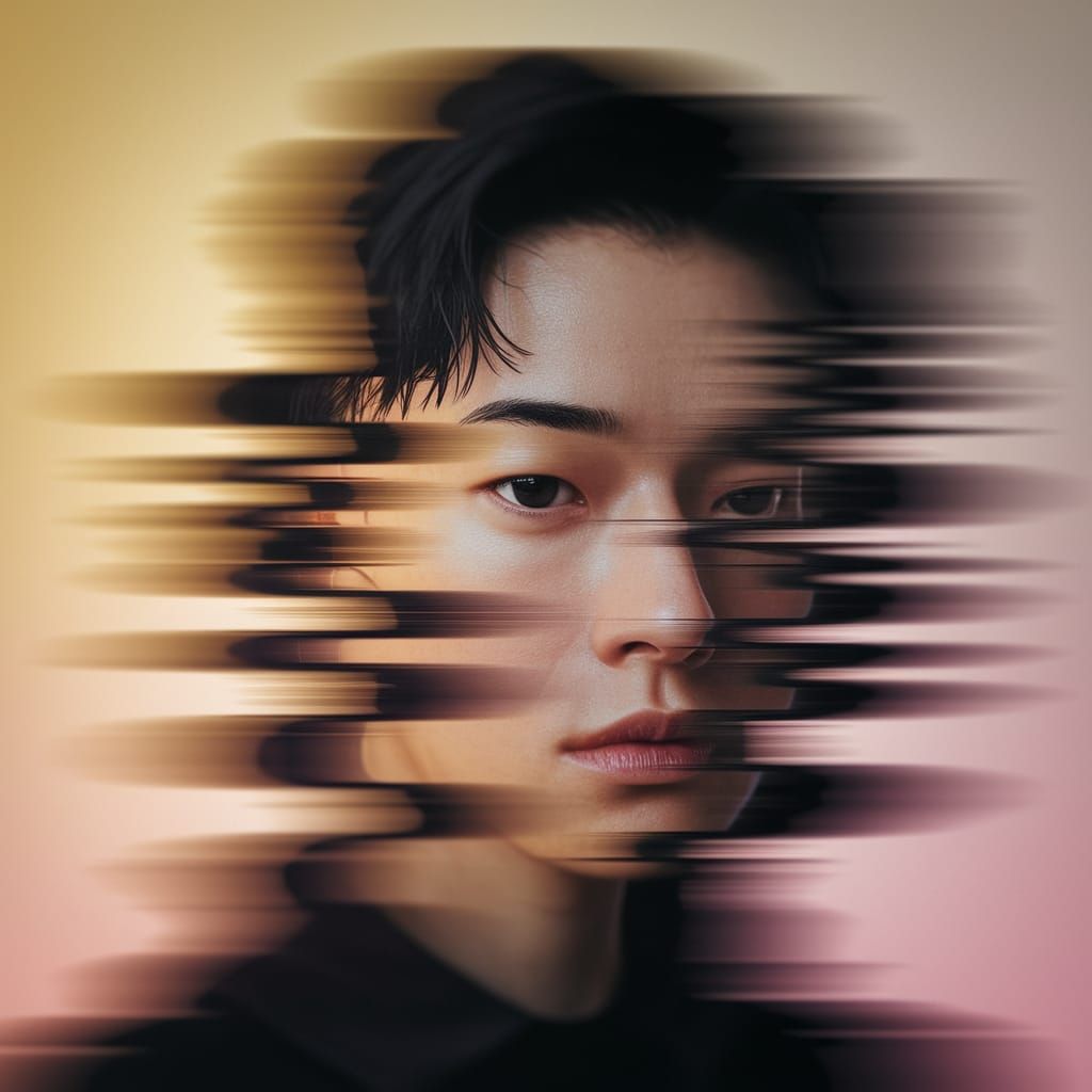 Photorealistic Portrait with Digital Glitch Effect