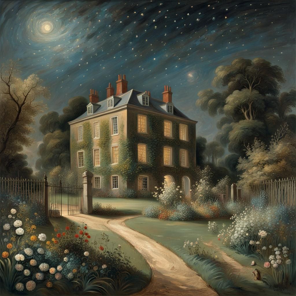 Floating Country Garden in Space, Constable Style