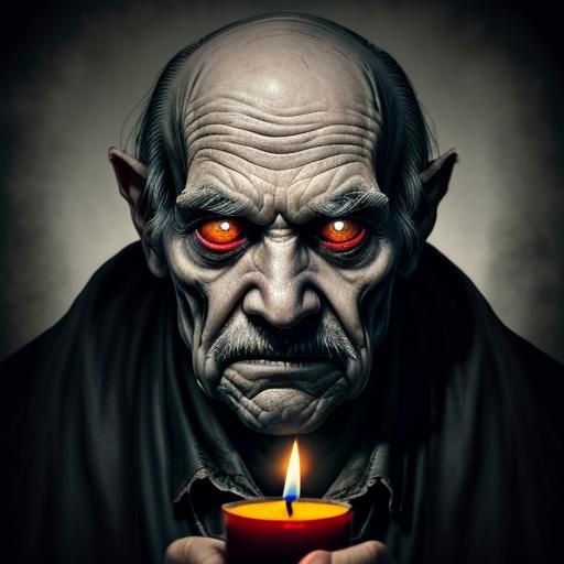 Macabre Old Man Portrait by Candlelight