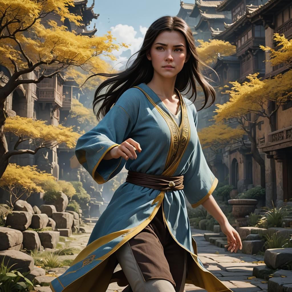 Hyperrealistic Teen Airbender in Detailed Digital Art
