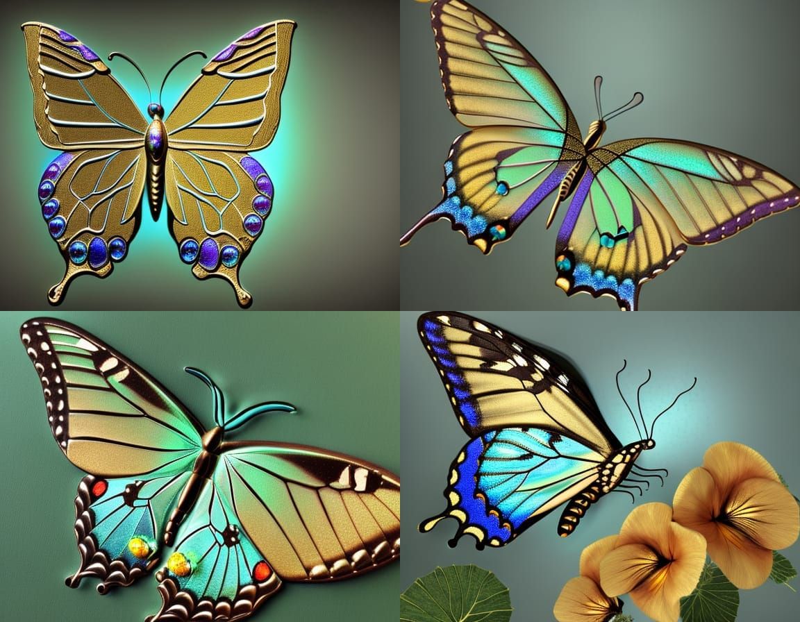 Gems and Gold: Intricate Emerald Swallowtail Butterfly