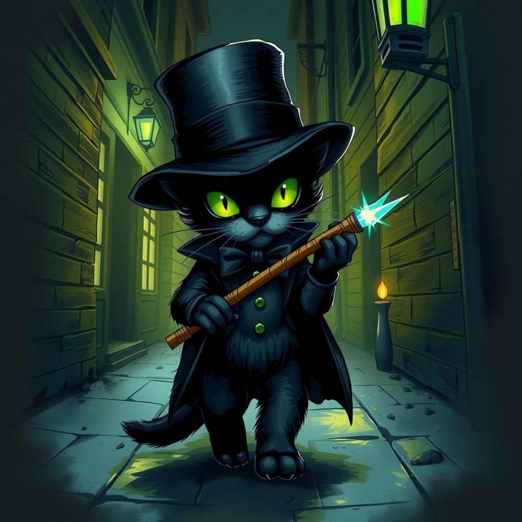 Black Cat Magician - Flux Schnell