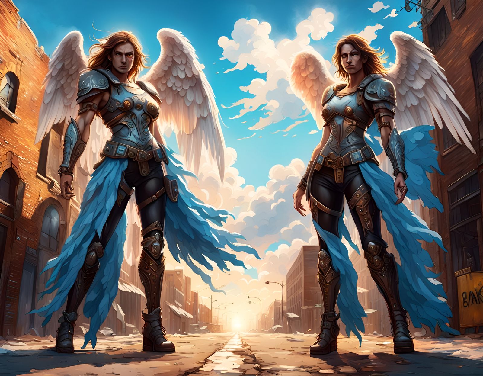 Angels in Urban Alley: Dark Fantasy Concept Art