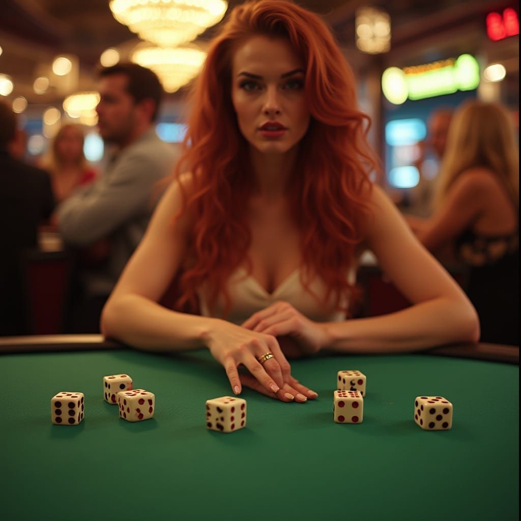 Vibrant Casino Scene with Supermodels and Magic Show