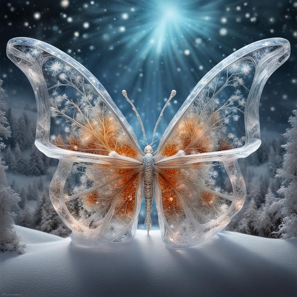 Crystal Snow Butterfly with Seasonal Landscapes
