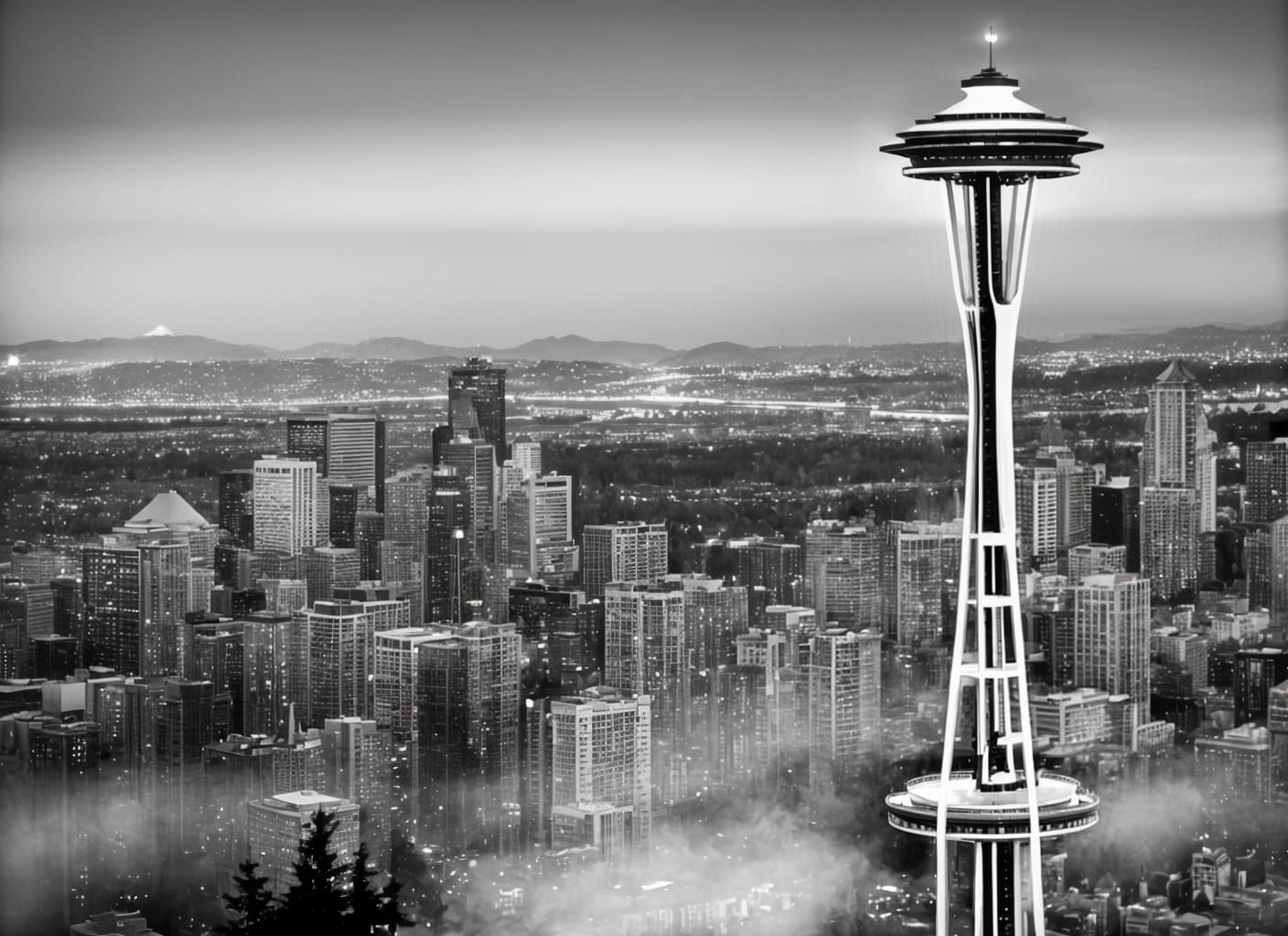 Seattle Space Needle in Surreal Long Exposure