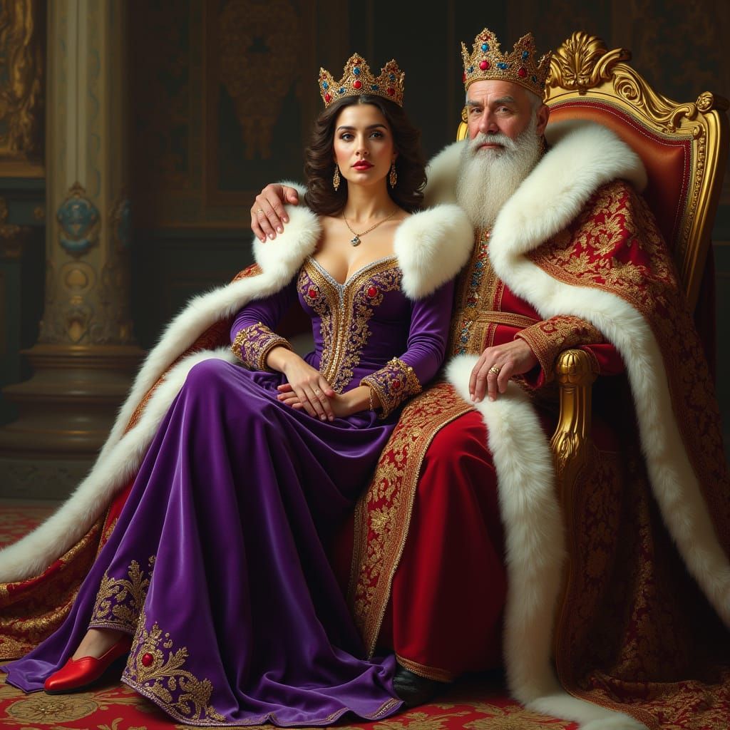 Queen and King in Lavish Coronation Robes