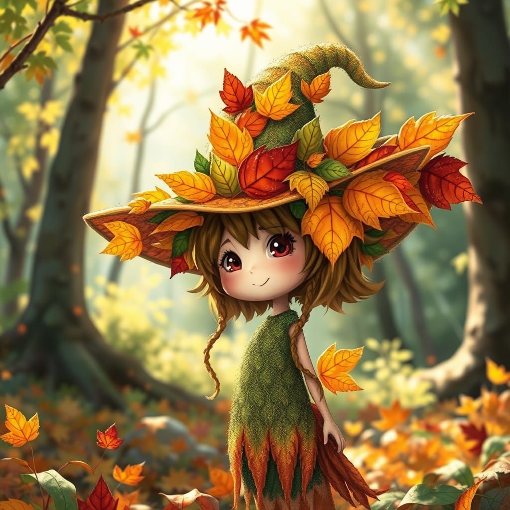 Autumn Leaf Hat Worn By Forest Sprite