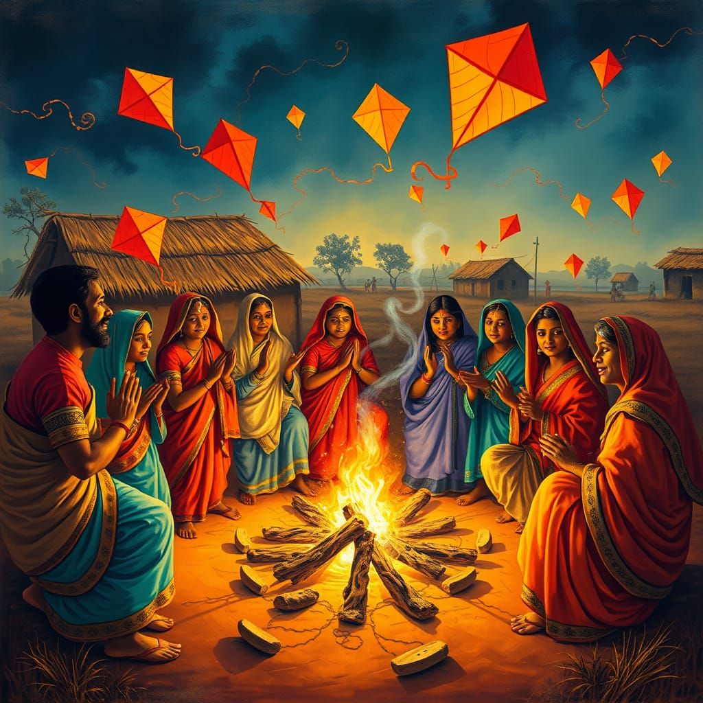 Vibrant Village Celebration in Warm Earthy Tones