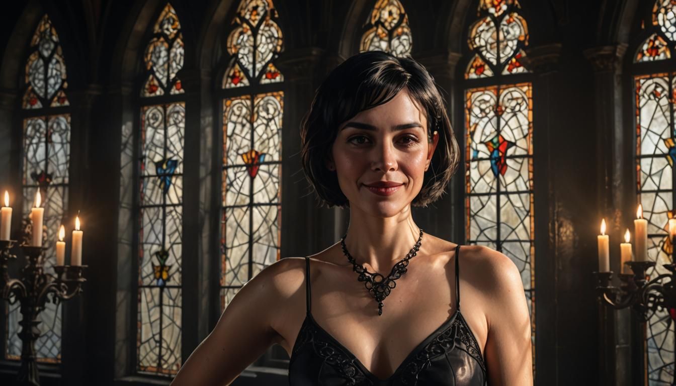 Photorealistic Portrait in Gothic Bedroom