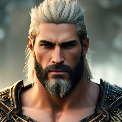 Epic Viking Barbarian in Winter Storm, Hyperdetailed Art