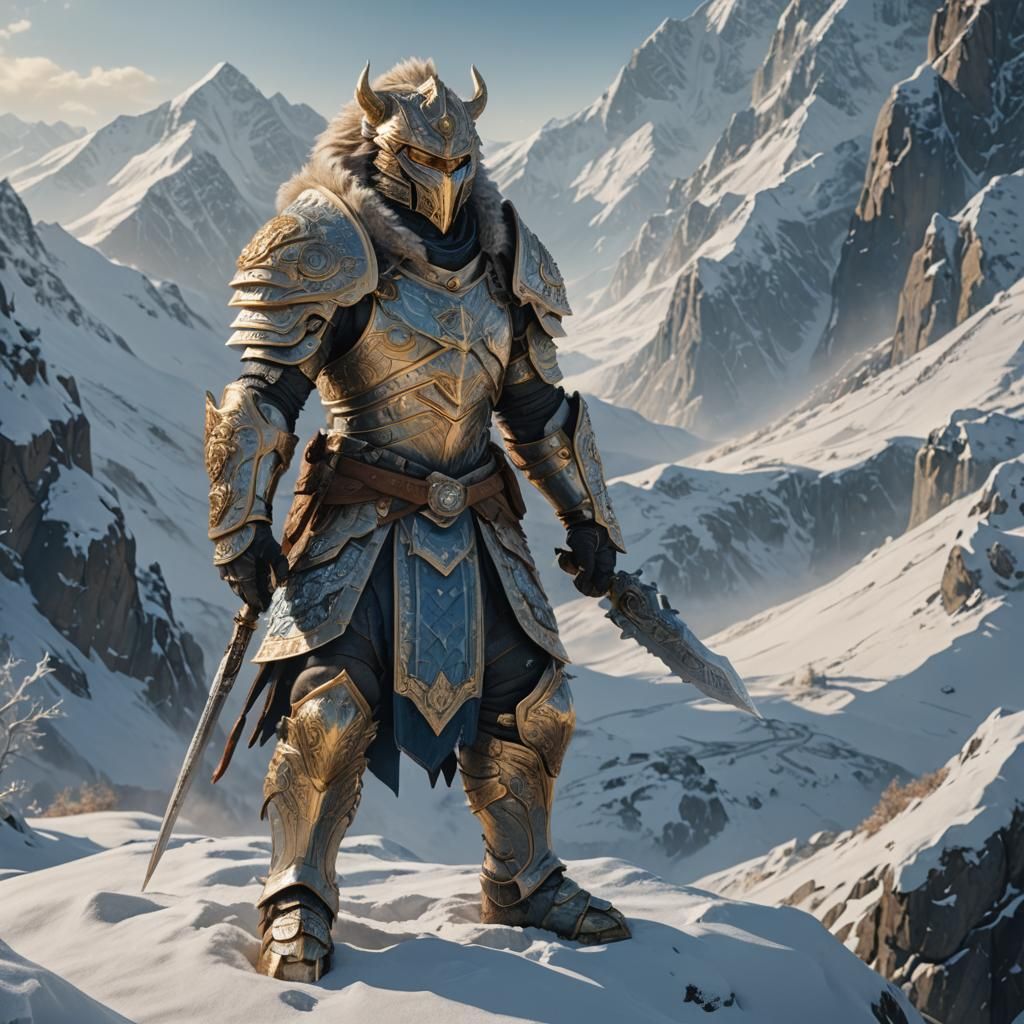 Leonin Warrior in Winter Fur, Matte Painting