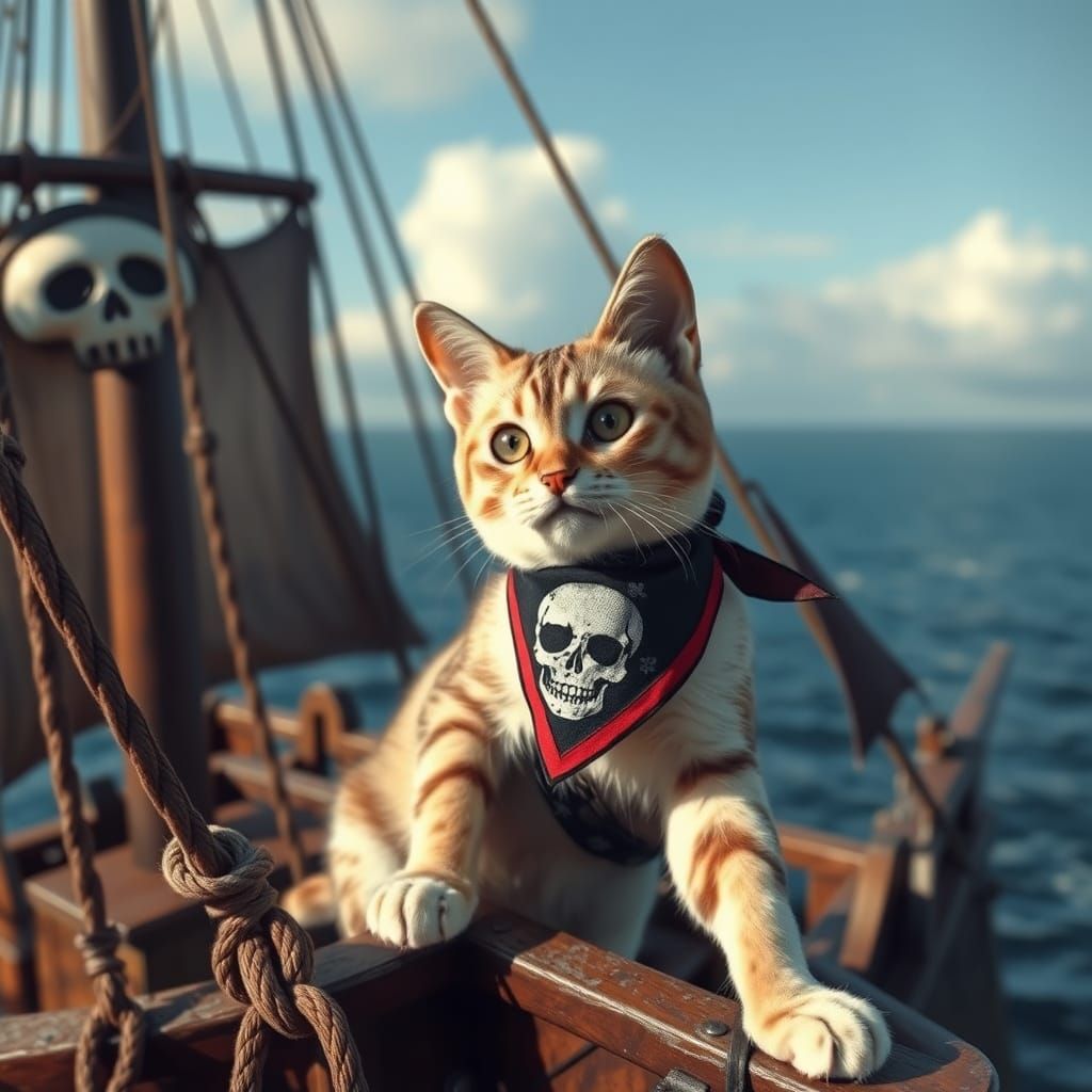 Feline Pirate Soars the High Seas