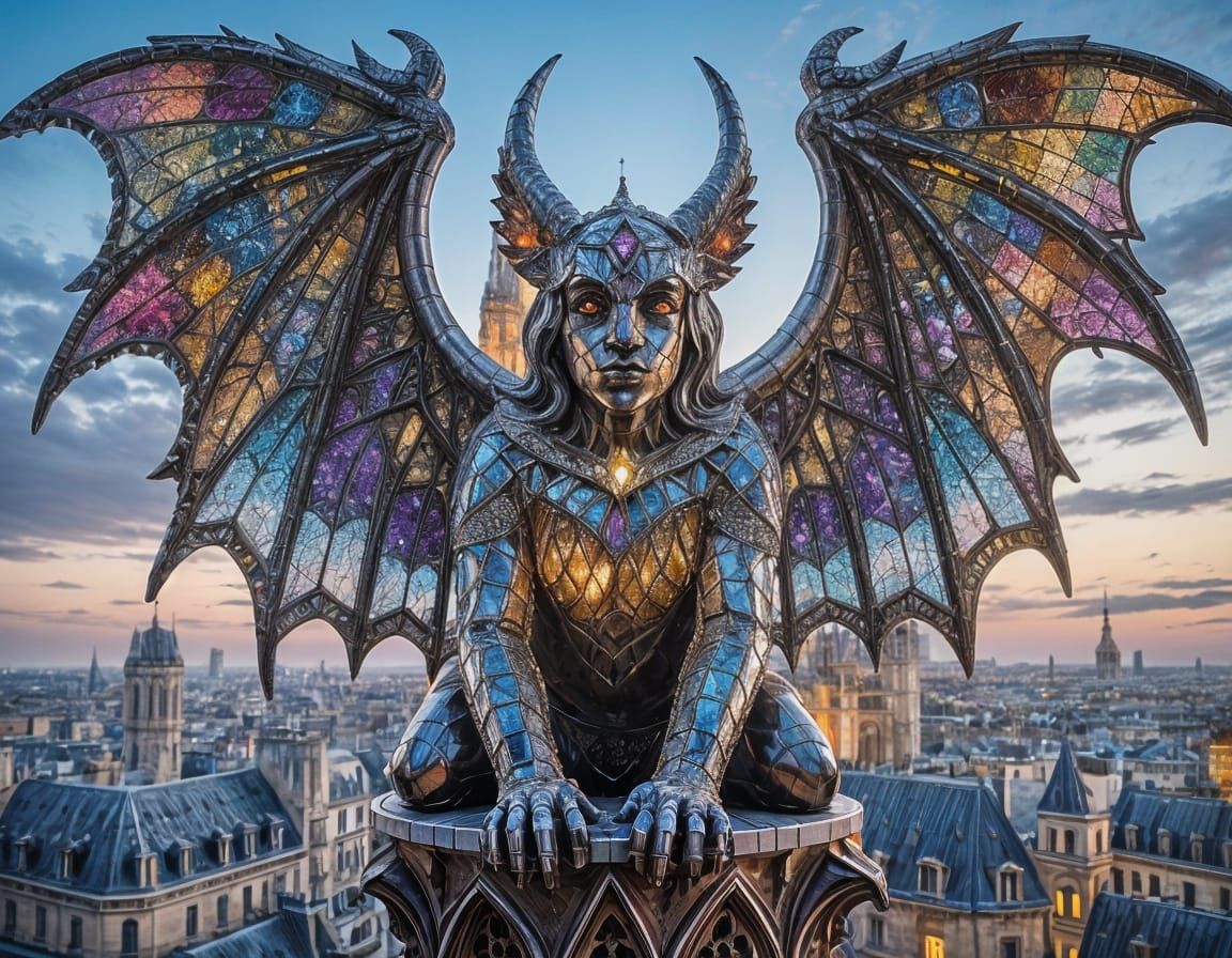 Gargoyle Wings in Sparkling Crystal Mosaic