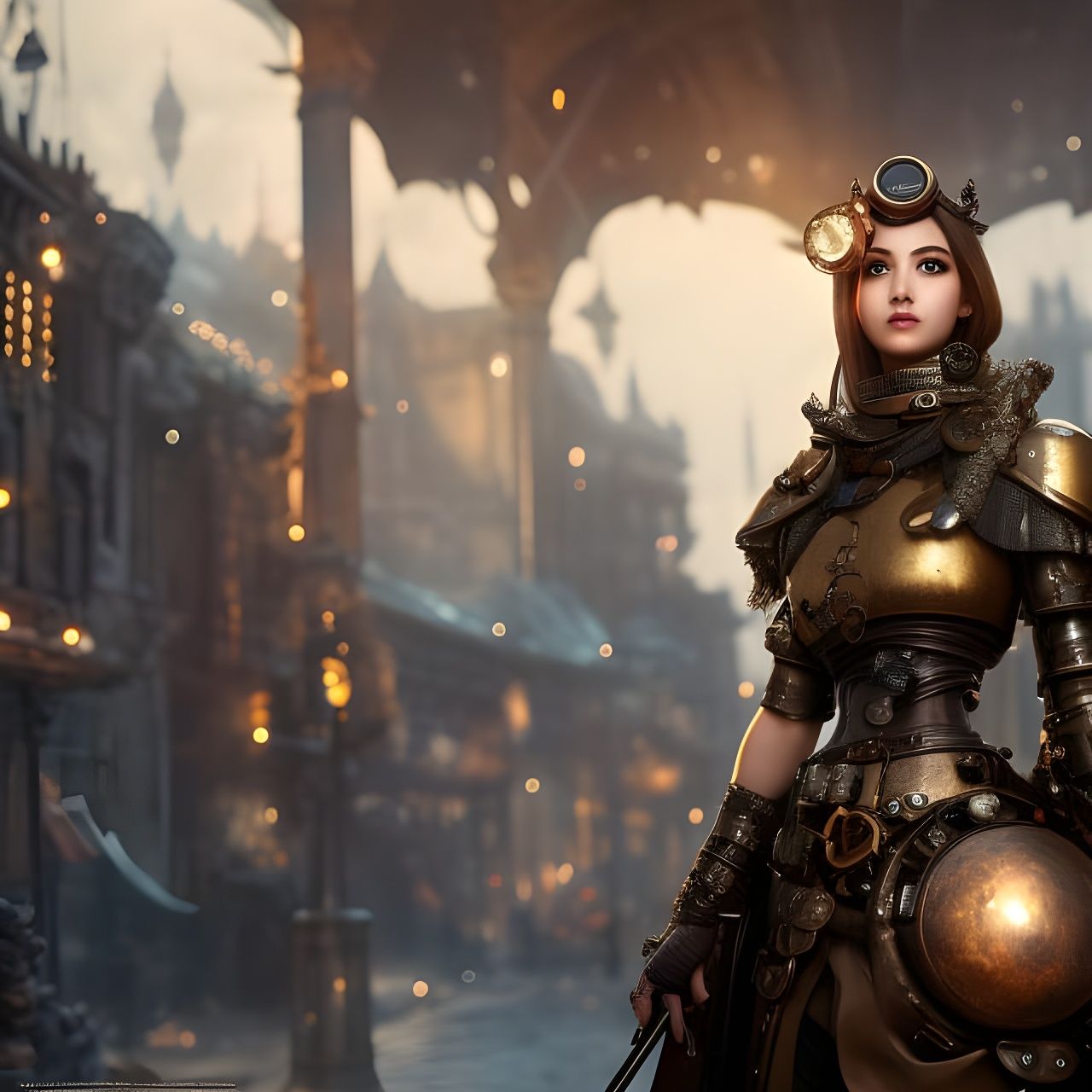 Steampunk Gothic Girl Portrait in Ornate Digital Art