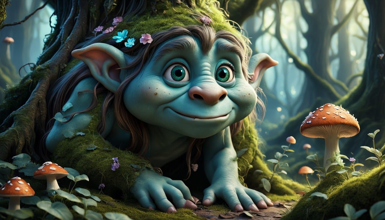 Mischievous Forest Troll in 3D Fantasy Art