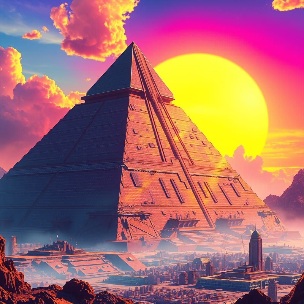 Surreal Skyline Pyramid Leans Toward a Sustainable Tomorrow
