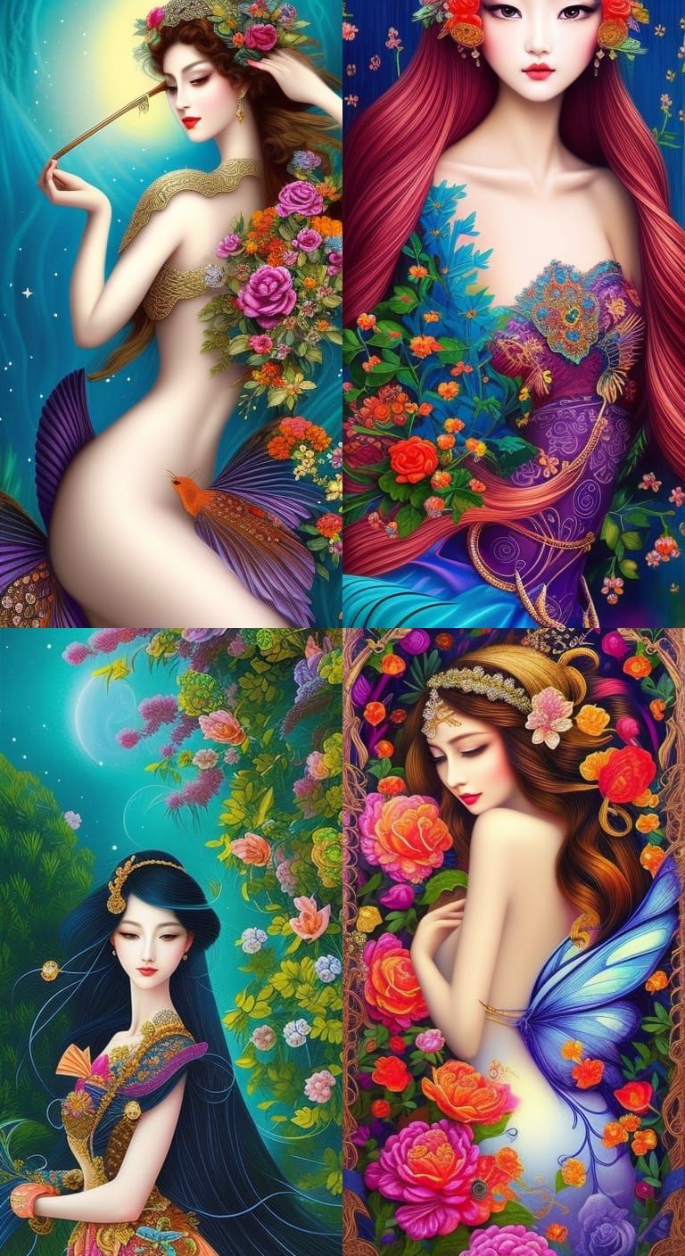 Magical Realist Woman Illustration with Vivid Colors