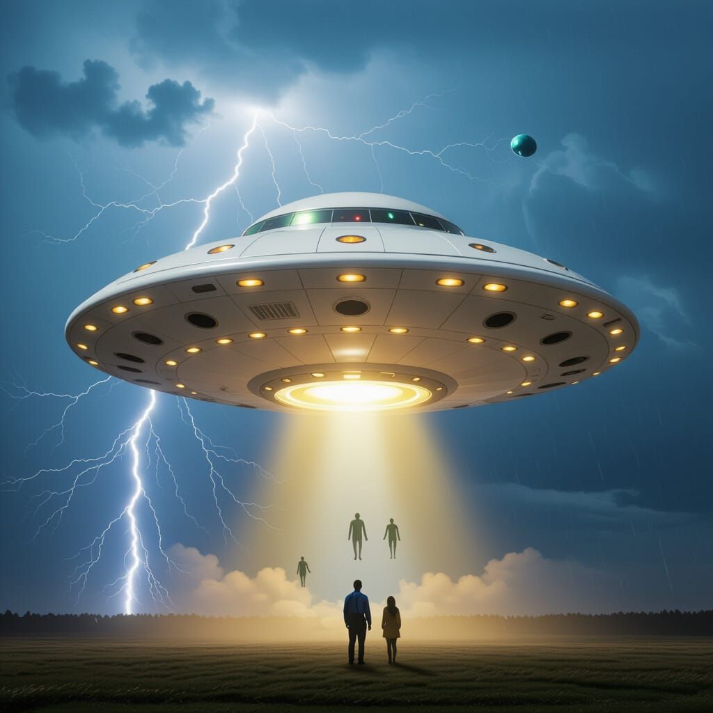 Giant UFO in Stormy Weather: An Alien Encounter