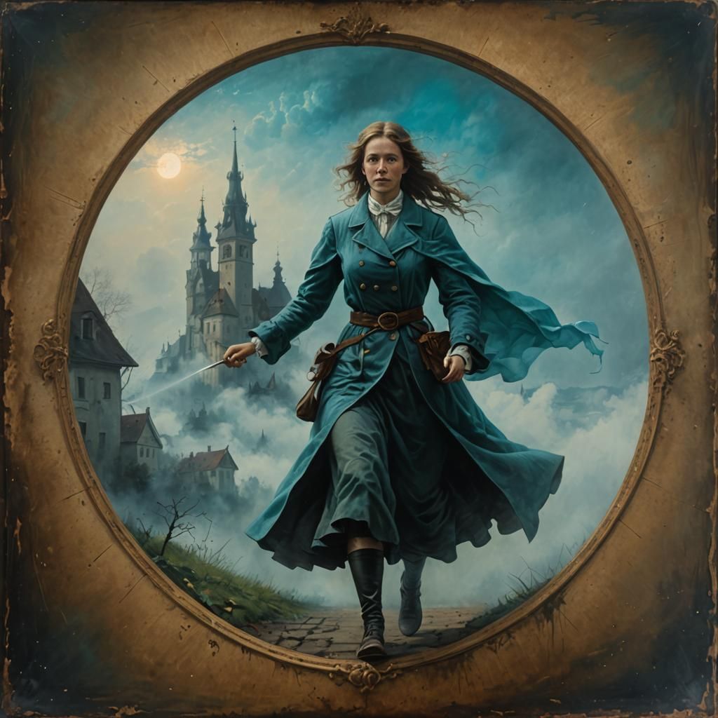 Woman in Cyan Haze Time Travel