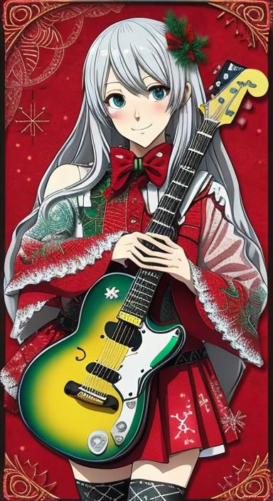 Double Exposure Christmas Postcard with Anime Style