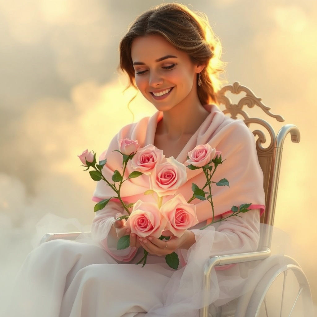 Woman in Wheelchair Creates Roses, Kinkade Style