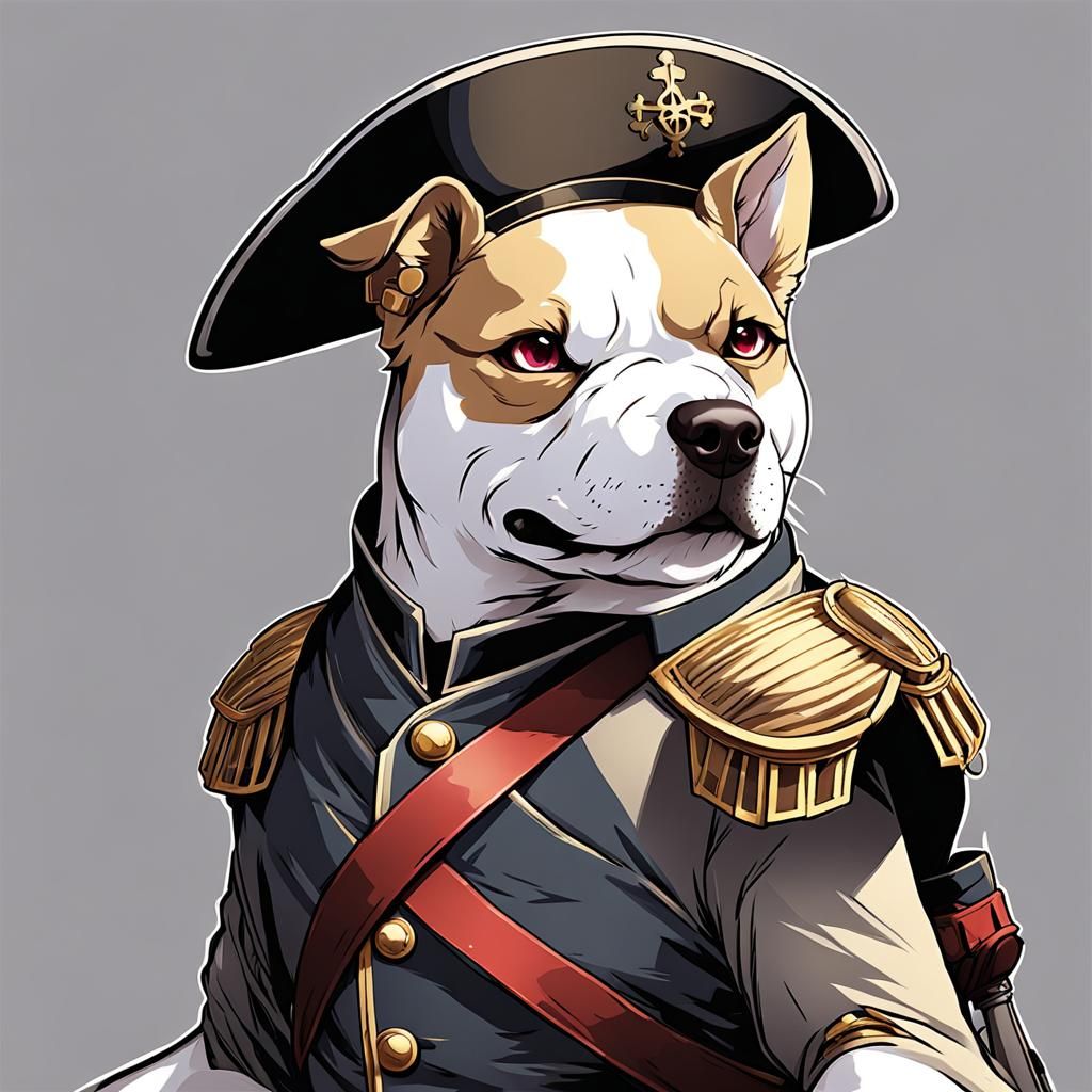 Dog as Civil War Soldier in Anime Style