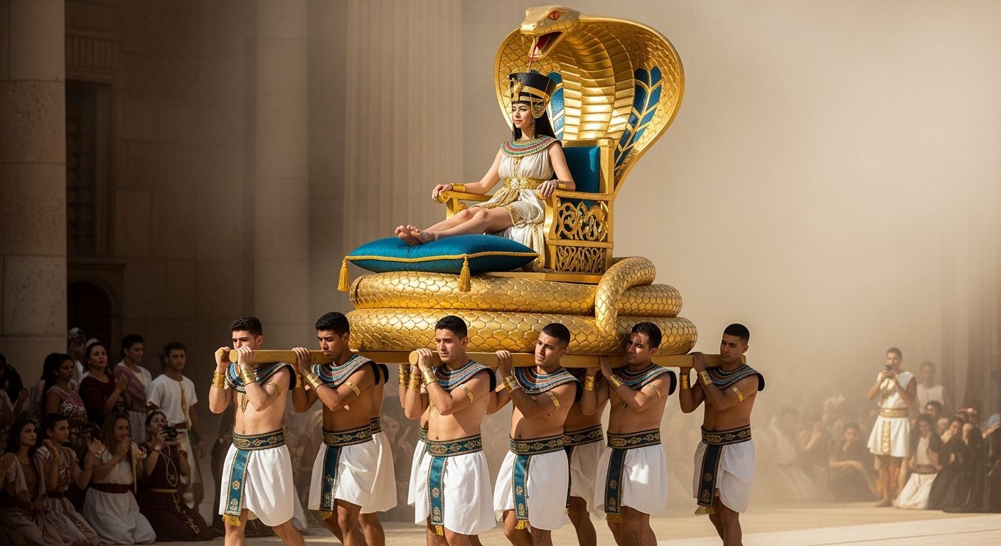 Egyptian Queen on Golden Throne