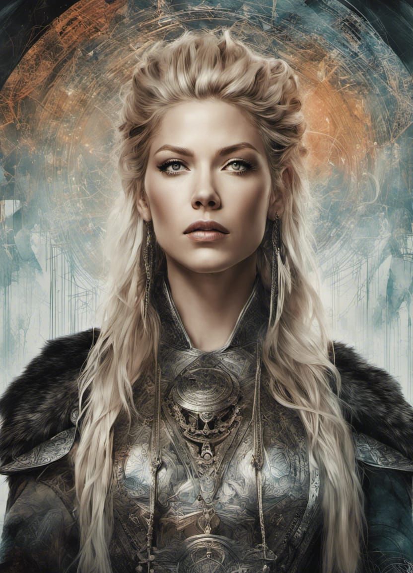 Colorful Portrait with Organic Tracery and Origami