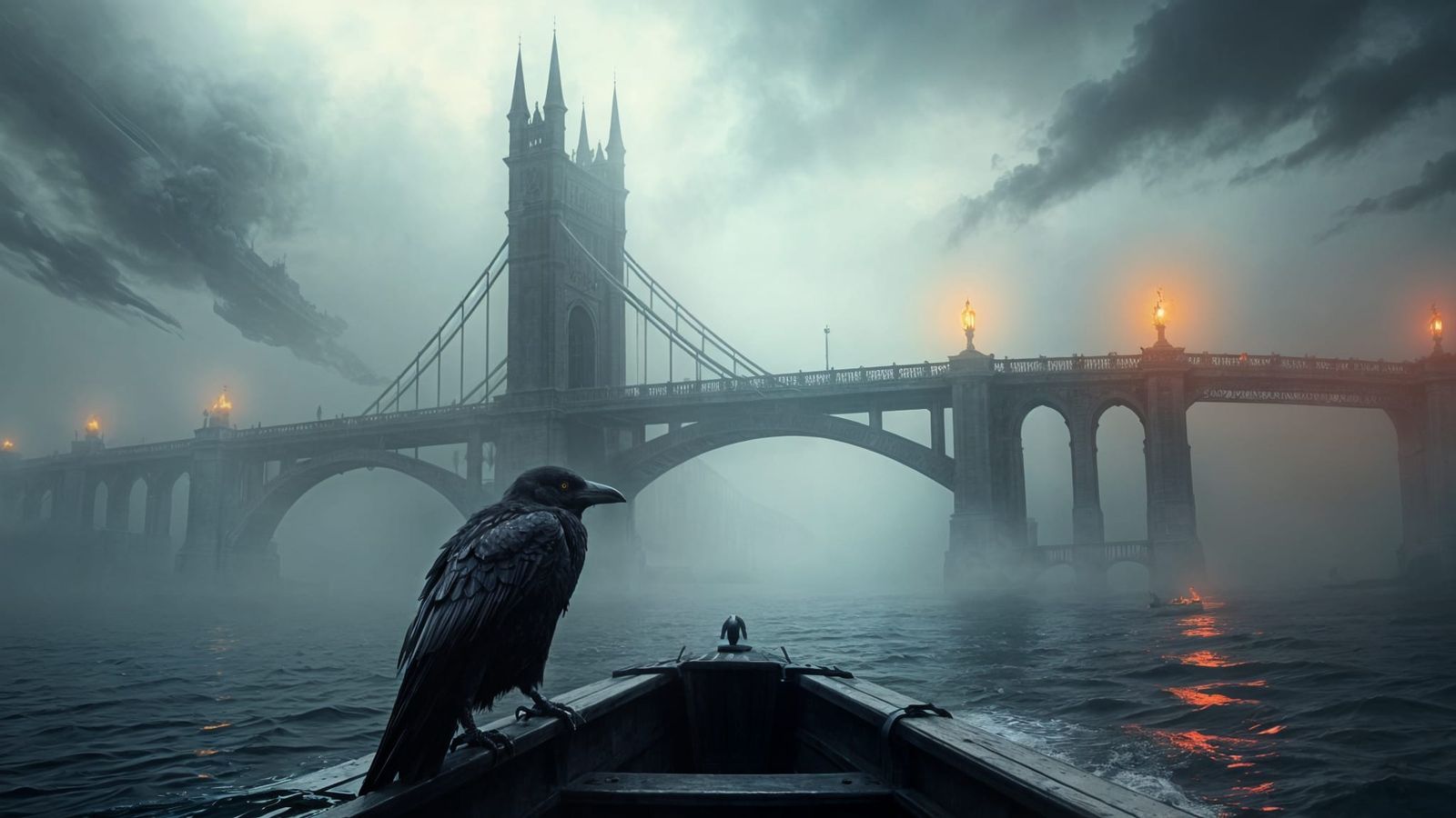 Ghostly Bridge to the Afterlife in a Dark Gothic Style