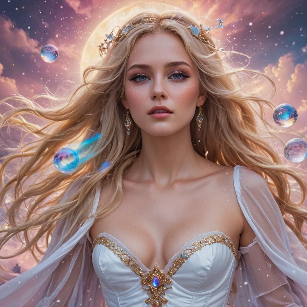 Goddess Portrait with Mystical Sky, Digital Art