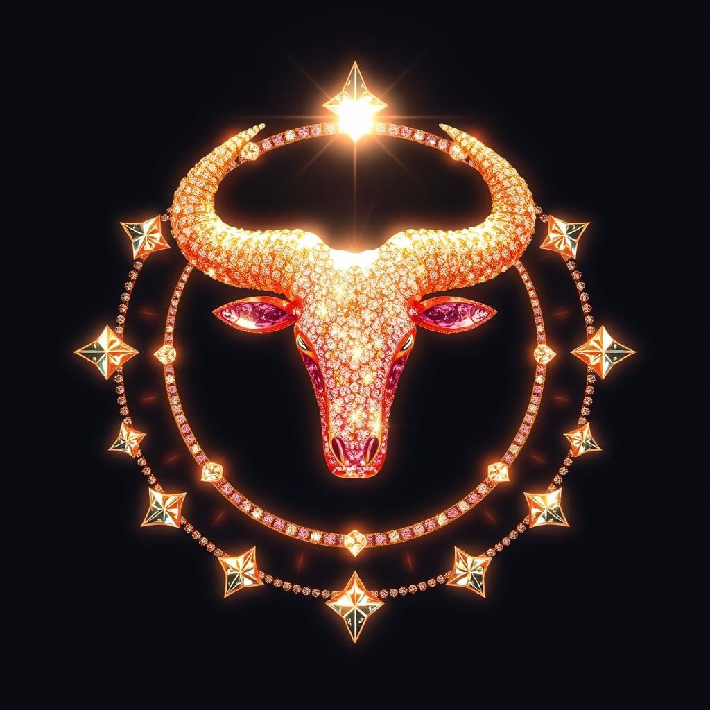 Vibrant Taurus Zodiac Symbol in Gemstone Elegance
