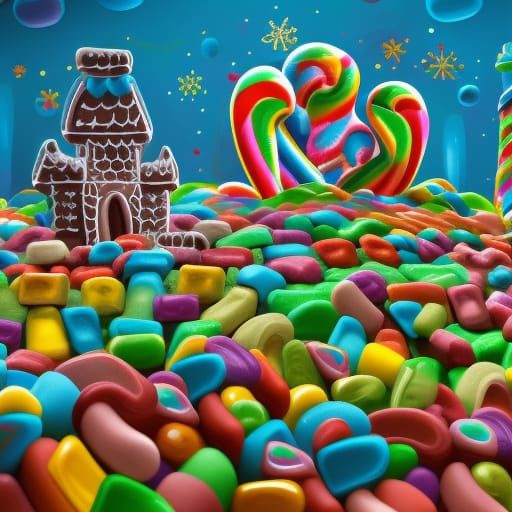 Magical Gingerbread Town with Candy Decorations