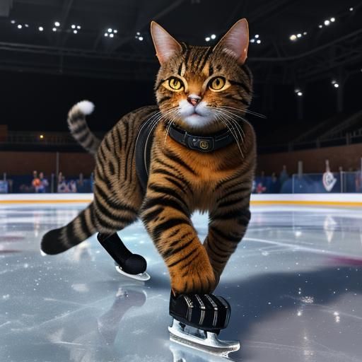 Tabby Cat Ice Skating: Fantasy Concept Art