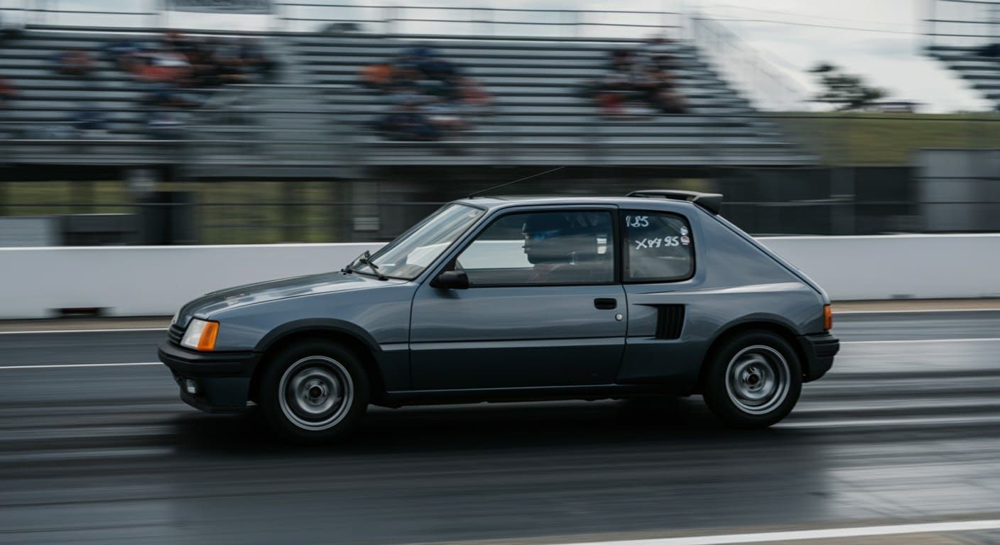 1983 205 Turbo 16 Speeding on Dragstrip: Film Still