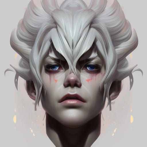 White Grinch Portrait in Hyperdetailed Art Style