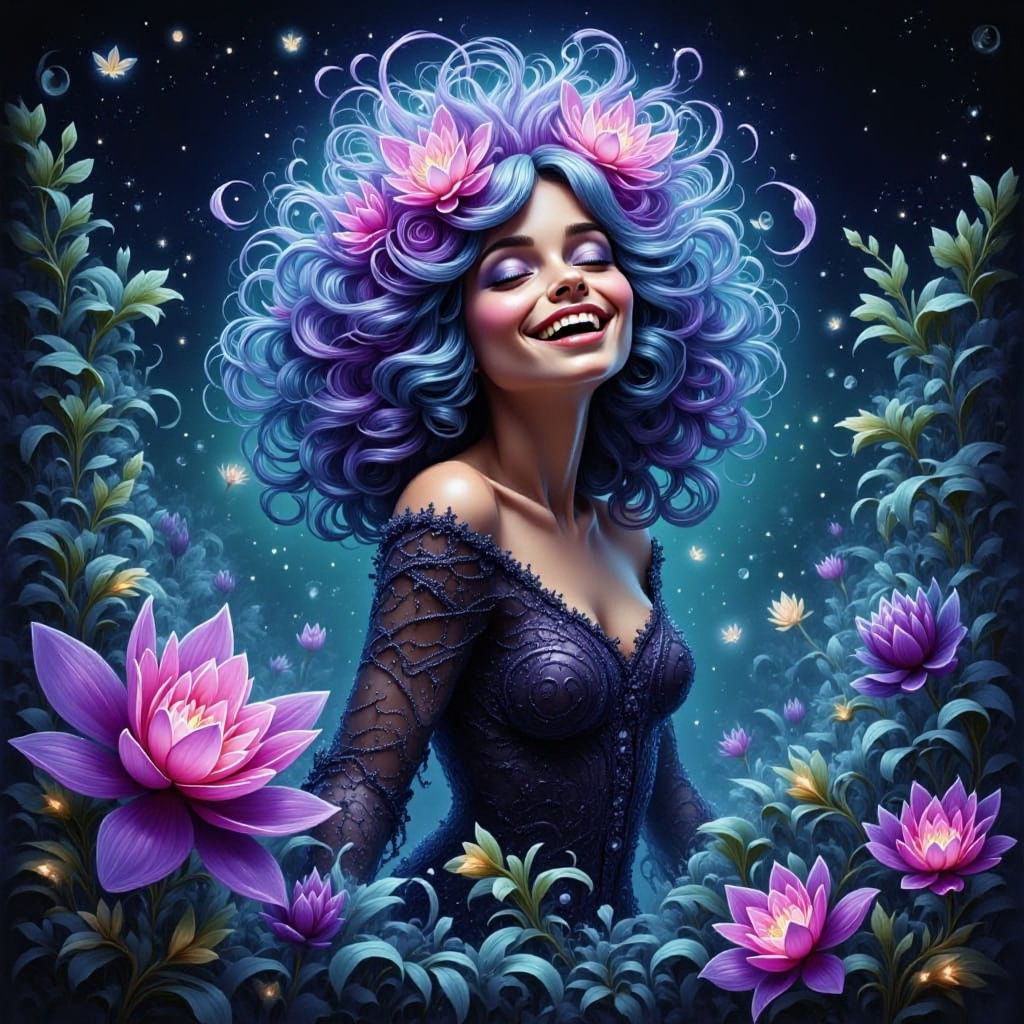 Laughing Creative with Exposed Brain in Purple