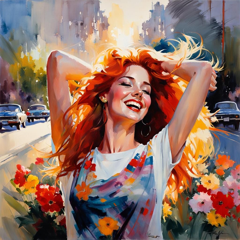 Radiant Woman in Twilight Oil Painting