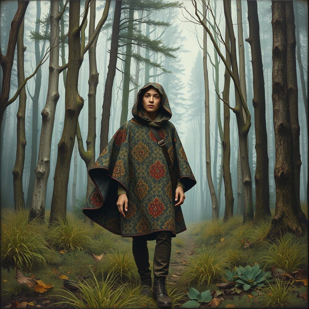 Forest Wanderer in Art Nouveau Quilt Style