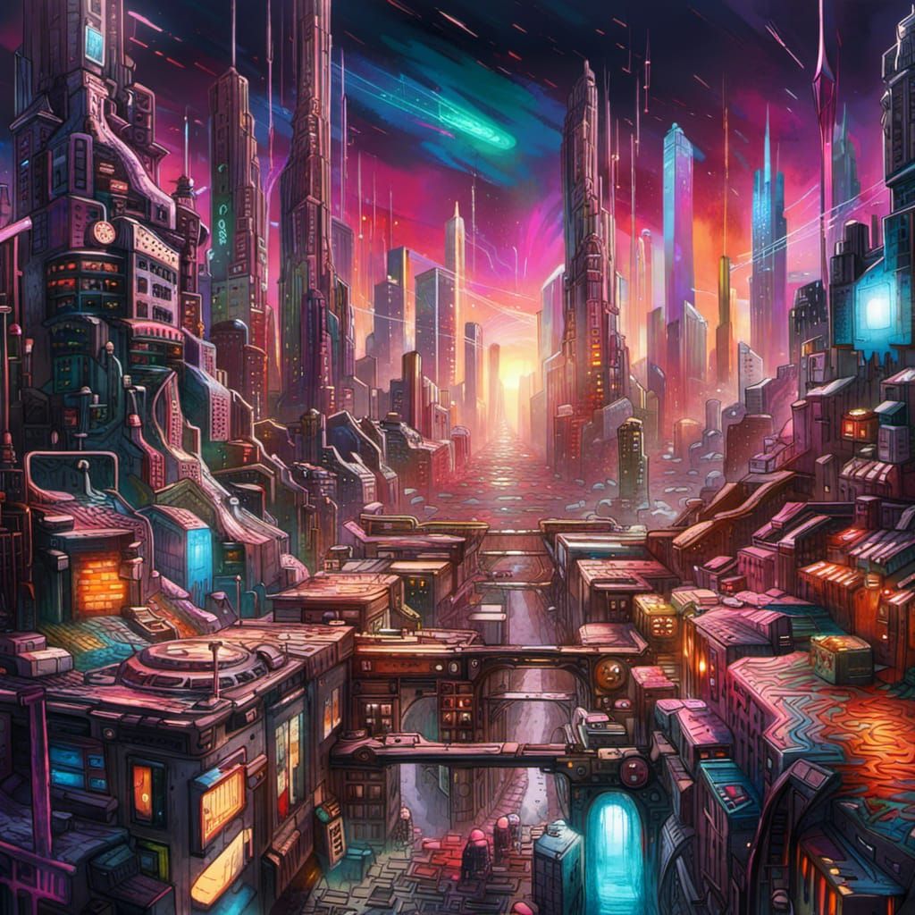 Futuristic Sci-Fi City: Graffiti Art Metropolis